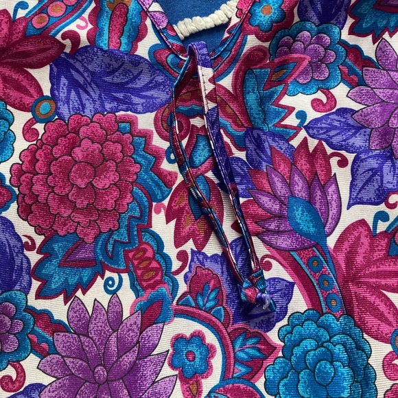 Vintage 90โ๐ Floral Mini Slip Dress Neon Purple Bright Medium - Picture 7 of 10